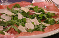 Carpaccio golfetta, rucola e pecorino